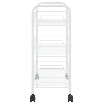 3-Tier Kitchen Trolley White - Durable Iron Cart | HipoMarket