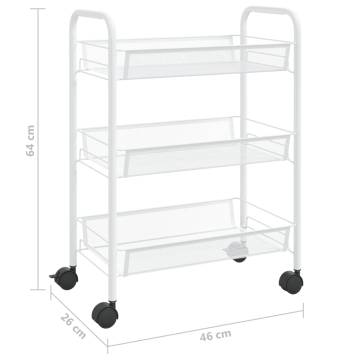 3-Tier Kitchen Trolley White - Durable Iron Cart | HipoMarket