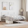 Elegant White Metal Bed Frame with Headboard - 140x200 cm