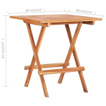 Folding Bistro Table - Solid Teak Wood 60x60 cm | Hipo Market