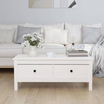 Stylish White Coffee Table - Solid Pine Wood | HipoMarket UK