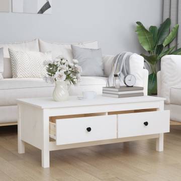 Stylish White Coffee Table - Solid Pine Wood | HipoMarket UK