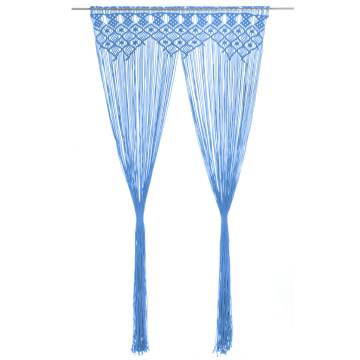 Macrame Curtain Blue 140x240 cm Cotton - Stylish Home Décor