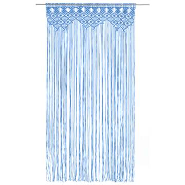 Macrame Curtain Blue 140x240 cm Cotton - Stylish Home Décor