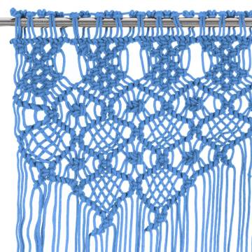 Macrame Curtain Blue 140x240 cm Cotton - Stylish Home Décor