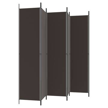 6-Panel Room Divider Brown - Versatile & Space-Saving