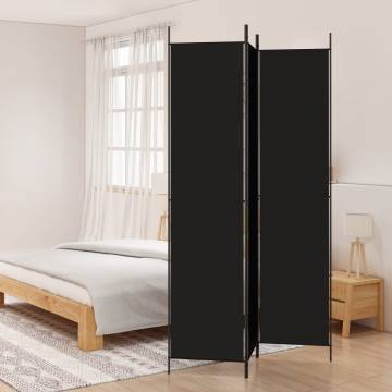 3-Panel Black Room Divider 150x220 cm - Stylish and Functional