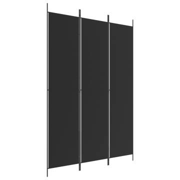 3-Panel Black Room Divider 150x220 cm - Stylish and Functional