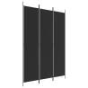 3-Panel Black Room Divider 150x220 cm - Stylish and Functional