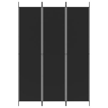 3-Panel Black Room Divider 150x220 cm - Stylish and Functional