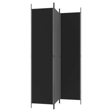 3-Panel Black Room Divider 150x220 cm - Stylish and Functional