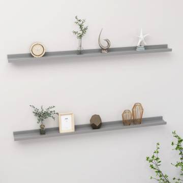 Grey Wall Shelves (2 Pcs) - Stylish Storage Solution | HipoMarket