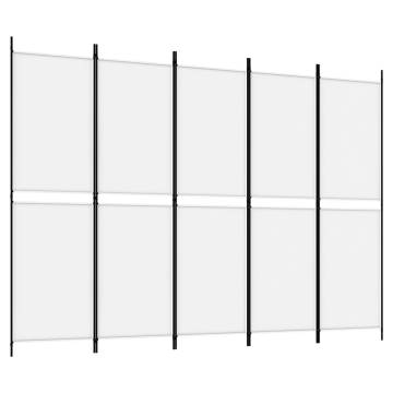 5-Panel Room Divider White 250x180 cm - Stylish Privacy Solution