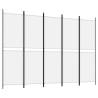 5-Panel Room Divider White 250x180 cm - Stylish Privacy Solution