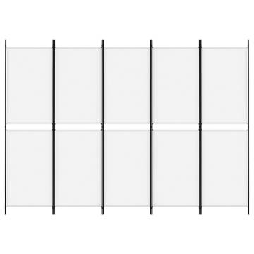 5-Panel Room Divider White 250x180 cm - Stylish Privacy Solution