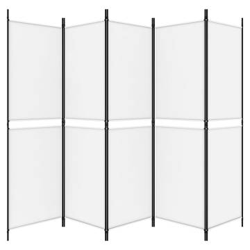 5-Panel Room Divider White 250x180 cm - Stylish Privacy Solution