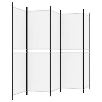 5-Panel Room Divider White 250x180 cm - Stylish Privacy Solution