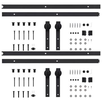 Sliding Door Hardware Kits - 200cm Steel Black | HipoMarket