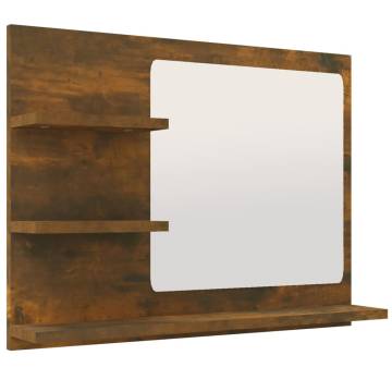 Smoked Oak Bathroom Mirror - 60x10.5x45 cm | HipoMarket UK