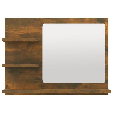 Smoked Oak Bathroom Mirror - 60x10.5x45 cm | HipoMarket UK