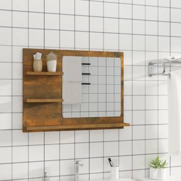 Smoked Oak Bathroom Mirror - 60x10.5x45 cm | HipoMarket UK