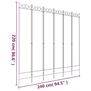 6-Panel Room Divider White 240x220 cm - Stylish & Versatile