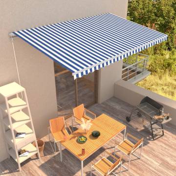 Manual Retractable Awning 500x300 cm Blue and White | HipoMarket