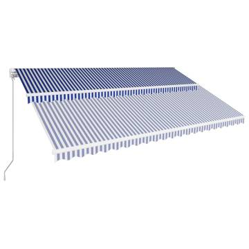 Manual Retractable Awning 500x300 cm Blue and White | HipoMarket