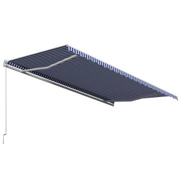 Manual Retractable Awning 500x300 cm Blue and White | HipoMarket