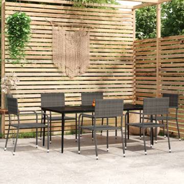 7 Piece Garden Dining Set Grey for Outdoor Dining | HipoMarket