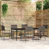 7 Piece Garden Dining Set Grey Colour grey Size 200 cm table length Number of 6 