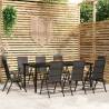 9 Piece Garden Dining Set Black Size 200 cm table length Number of 8 