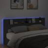 Stylish Black LED Headboard Cabinet - 220x16.5x103.5 cm