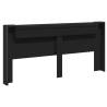 Stylish Black LED Headboard Cabinet - 220x16.5x103.5 cm