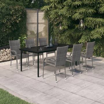 7 Piece Garden Dining Set - Grey & Black | Hipomarket