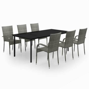 7 Piece Garden Dining Set - Grey & Black | Hipomarket