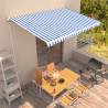 Manual Retractable Awning 450x300 cm Blue and White Colour blue and white Size 450 x 300 cm Quantity in Package 1 