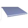 Manual Retractable Awning 450x300 cm - Blue & White | HipoMarket