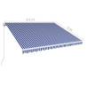 Manual Retractable Awning 450x300 cm - Blue & White | HipoMarket