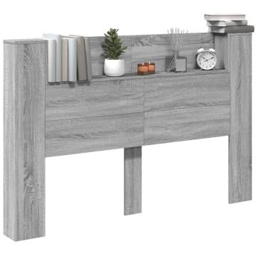 Stylish LED Headboard Cabinet in Grey Sonoma - 160x16.5 cm