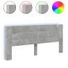 Modern Headboard Cabinet with LED - Concrete Grey 220x16.5 cm