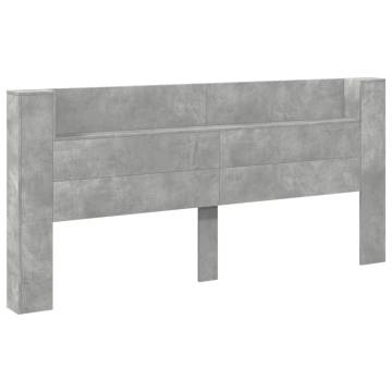 Modern Headboard Cabinet with LED - Concrete Grey 220x16.5 cm