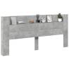 Modern Headboard Cabinet with LED - Concrete Grey 220x16.5 cm