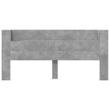 Modern Headboard Cabinet with LED - Concrete Grey 220x16.5 cm