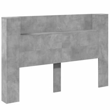 Headboard Cabinet with LED - Concrete Grey 160x16.5 cm