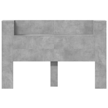 Headboard Cabinet with LED - Concrete Grey 160x16.5 cm