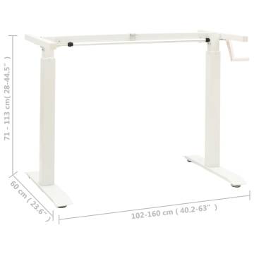 Manual Height Adjustable Standing Desk Frame - Hand Crank White