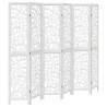 Elegant 6 Panel Room Divider in White Solid Wood