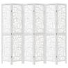 Elegant 6 Panel Room Divider in White Solid Wood