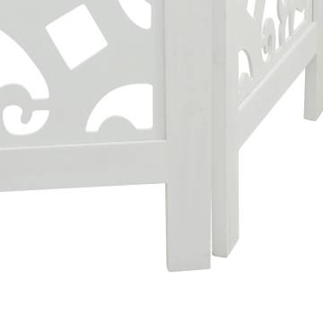 Elegant 6 Panel Room Divider in White Solid Wood